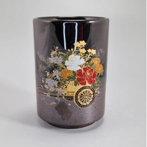 Iga lacquer sushi tea cup, flower cart, hanaguruma