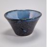 Japanese ceramic tea cup, blue black pearl effect, brown - Burūpāru kōka