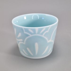 Japanische Keramik Teetasse, blau und weiß - MATSU