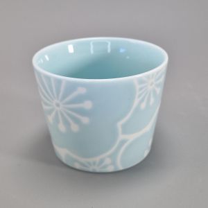 Japanese ceramic tea cup, blue and white - UME