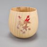 Japanische Natsume-Teetasse aus Holz mit Ahornblattmuster, MOMIJI 1