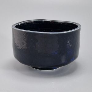 Cuenco de cerámica para ceremonia del té azul oscuro, SEIJUN