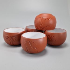 Set de 5 tazas japonesas, TOKONAME, bambú