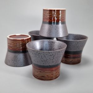 Set of 5 Japanese ceramic tea cups - TENMOKU 2