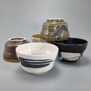 set de 5 bols japonais, coffret RAKU KAMA AN IPPUKU