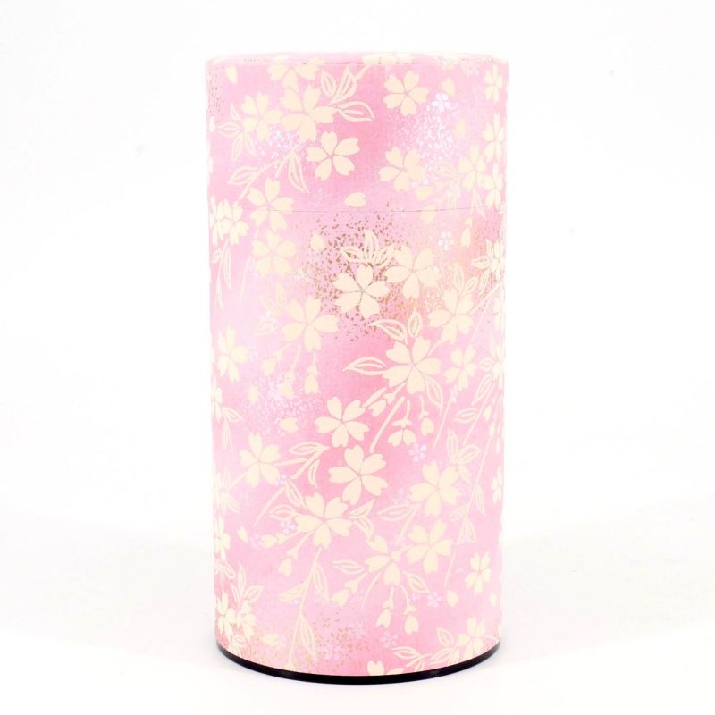 Boîte à thé japonaise rose en papier washi - PINKU - 200gr