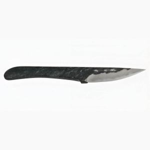 HAYASHI Japanese knife - 65 mm blade - Steel handle - black leather sheath.