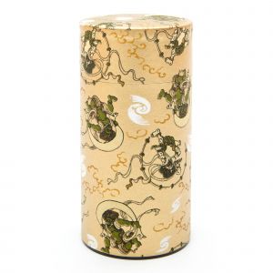 Japanese gold tea box in washi paper - RAIJIN FUJIN - 200gr