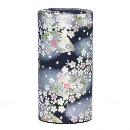 Boîte à thé japonaise noire en papier washi - SAKURA - 200gr