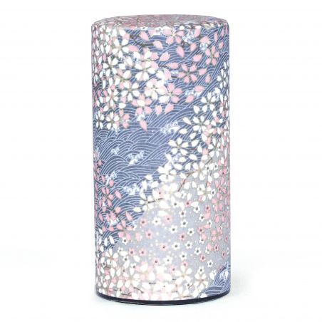 Caja de té japonés gris en papel washi - SAKURA 2 - 200gr