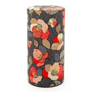 Boîte à thé japonaise noire en papier washi - TSUBAKI - 200gr