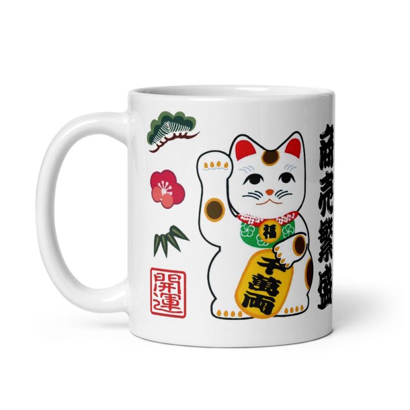 Taza de té de cerámica con asa, MANEKINEKO