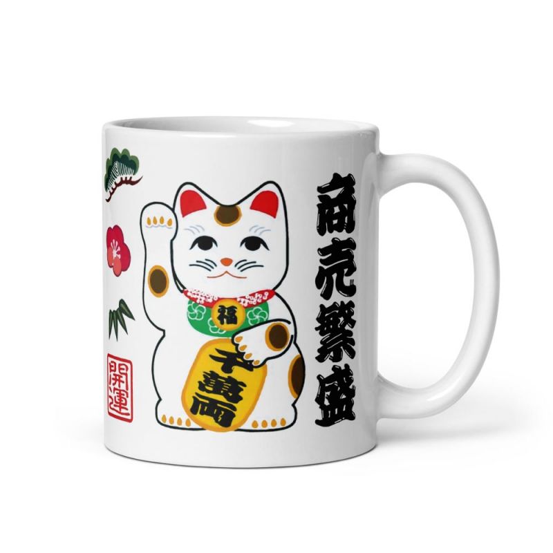 Ceramic tea cup with handle, MANEKINEKO