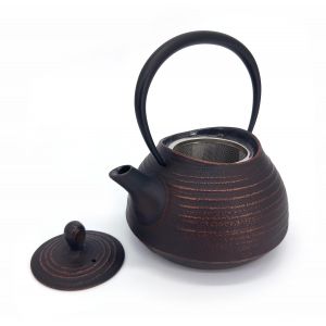 Japanese copper-colored cast iron teapot from Japan, ITCHU-DO HAKEME + trivet
