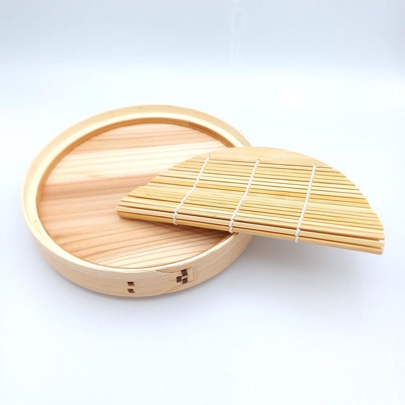 Round bamboo noodle dish, SURIWAPPA SOBAMORI, 22 cm