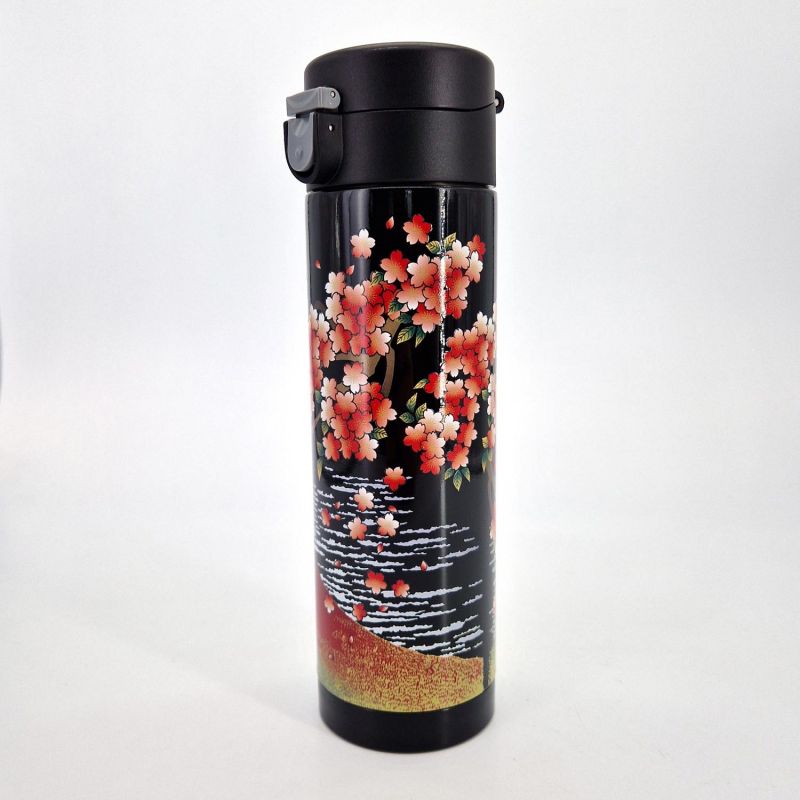 Stainless Steel Insulated Bottle, Mount Fuji and Sakura Pattern - BOTORU