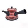 Black and red tokoname teapot with flower patterns Teruyuki Isobe, SAKURA, 260 cc