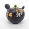 Tetera japonesa kyusu de arcilla tokoname negra con estampado de uvas, Budō, 270 cl