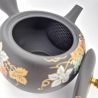 Teiera giapponese kyusu in argilla nera tokoname con motivo uva, Budō, 270 cl