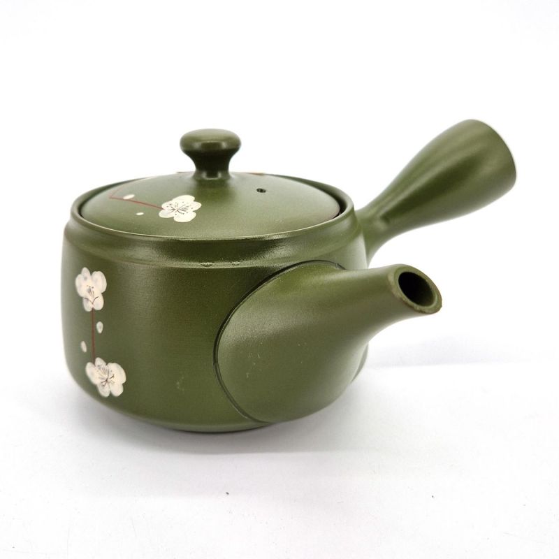 Japanese Kyusu Teapot in Brown and Green Ceramic, Sakura, 0.370lt