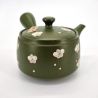 Japanese Kyusu Teapot in Brown and Green Ceramic, Sakura, 0.370lt