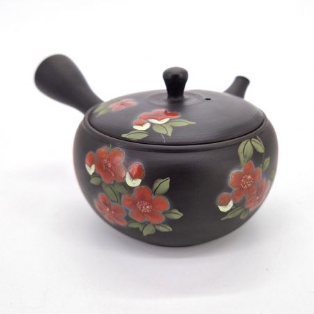 Tetera japonesa tokoname kyusu, SEGATAKAI SAKURA, negro y flores de cerezo