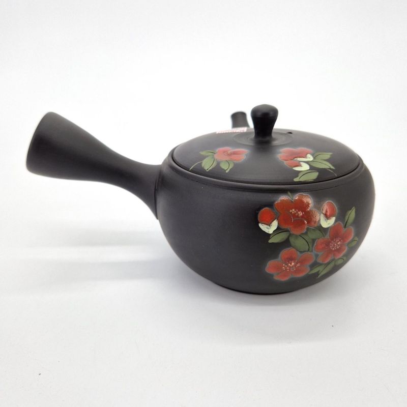 Teiera giapponese tokoname kyusu, SEGATAKAI SAKURA, nero e fiori di ciliegio