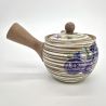 Teiera giapponese kyusu in terra grigia con motivo floreale viola, Murasaki no hana, 420 cc