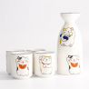 Sake-Set eine Flasche und 4 Tassen, MANEKINEKO