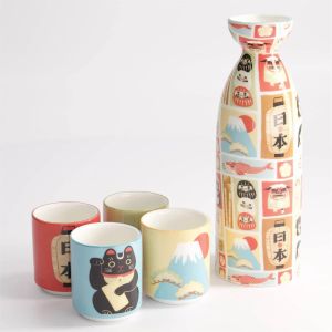 Sake set with one bottle and 4 cups KAWAII JAPAN