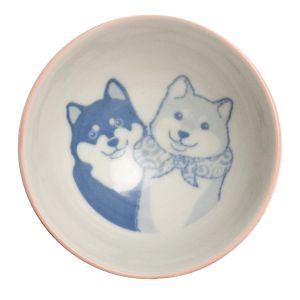 Japanese ceramic rice bowl duo, pink and blue - SHIBA