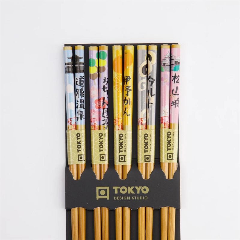 Set of wooden chopsticks, 5 colors Tokyo Design Studio