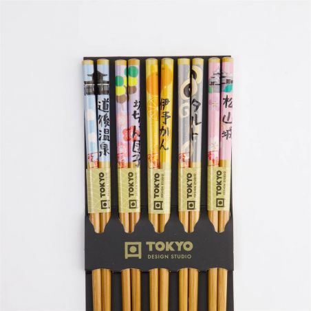 Set of wooden chopsticks, 5 colors Tokyo Design Studio