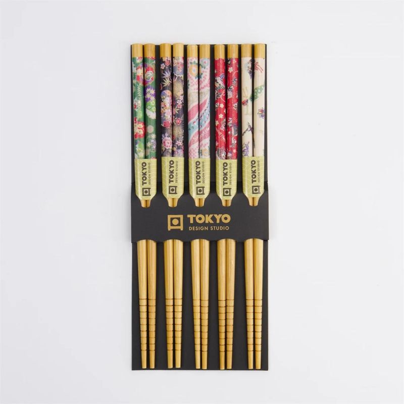 Set of wooden chopsticks, 5 colors Tokyo Design Studio