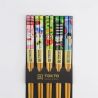 Set of wooden chopsticks, 5 colors, Kawaii