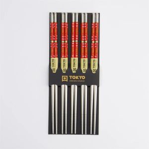 Set of 5 Japanese chopsticks in stainless steel