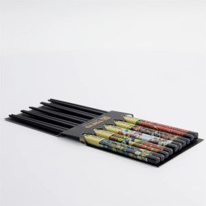 Black Flower Japanese Chopstick Set