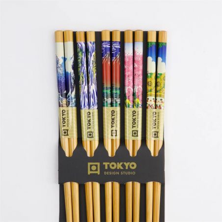 Set of Japanese chopsticks 5 landscapes