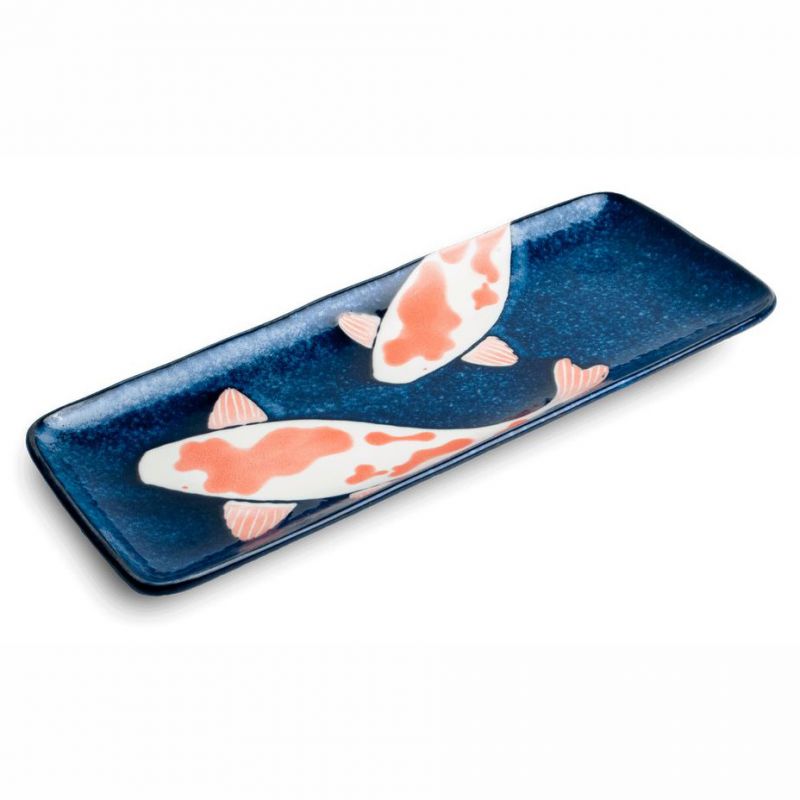 Japanese blue plate rectangular ceramic BURU