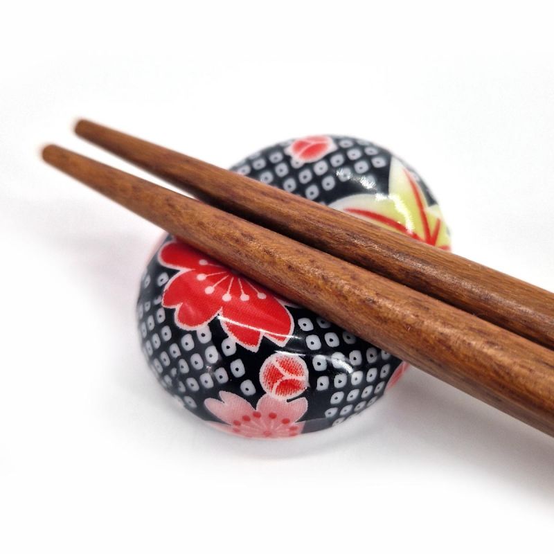 Japanese oval chopstick rest, black, CHIBORI SAKURA