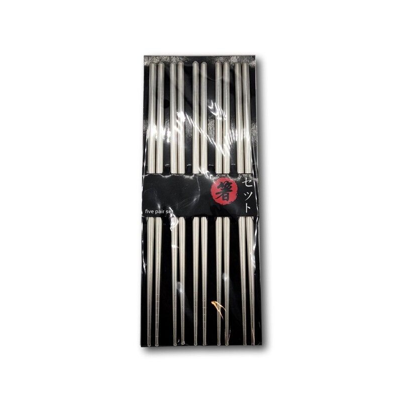 Set of 5 pairs of Japanese stainless steel chopsticks