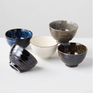 Set de 5 tasses à thé japonaise en céramique, couleurs unies - MUJI 1