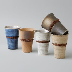 set of 5 Japanese ceramic mazagrans cups 5 colors IZAKAYA