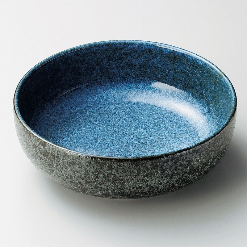 Japanischer runder Teller, blauer Nebel - AOI SEIUN