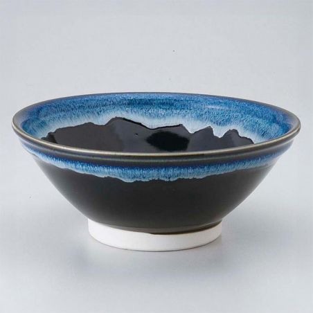 Japanese ceramic ramen bowl, blue - NAGASHI