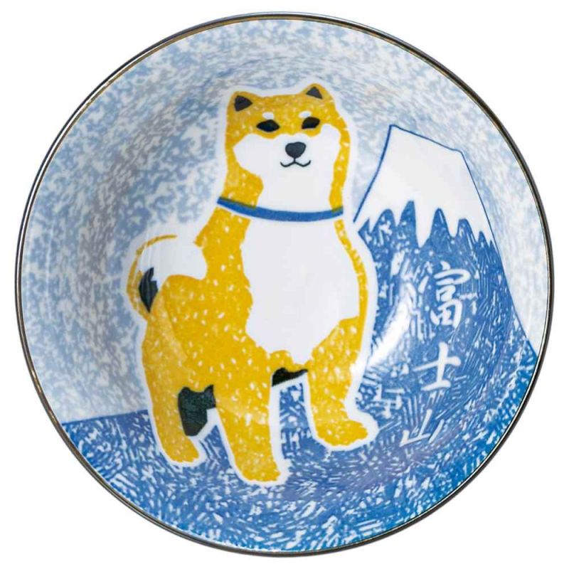 Ciotola per ramen giapponese in ceramica blu con motivo cane shiba - SHIBAINU