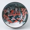 Japanese ceramic donburi bowl black white and red - KABUKI