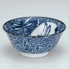 Japanese dragonfly ceramic ramen bowl, TOMBO, blue and white