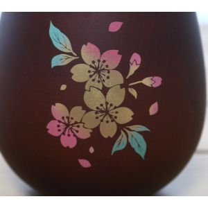 Bol japonais en bois marron foncé, fleurs de cerisier - SAKURA NO HANA 1