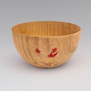 Japanese wooden bowl, autumn leaves - MOMIJI